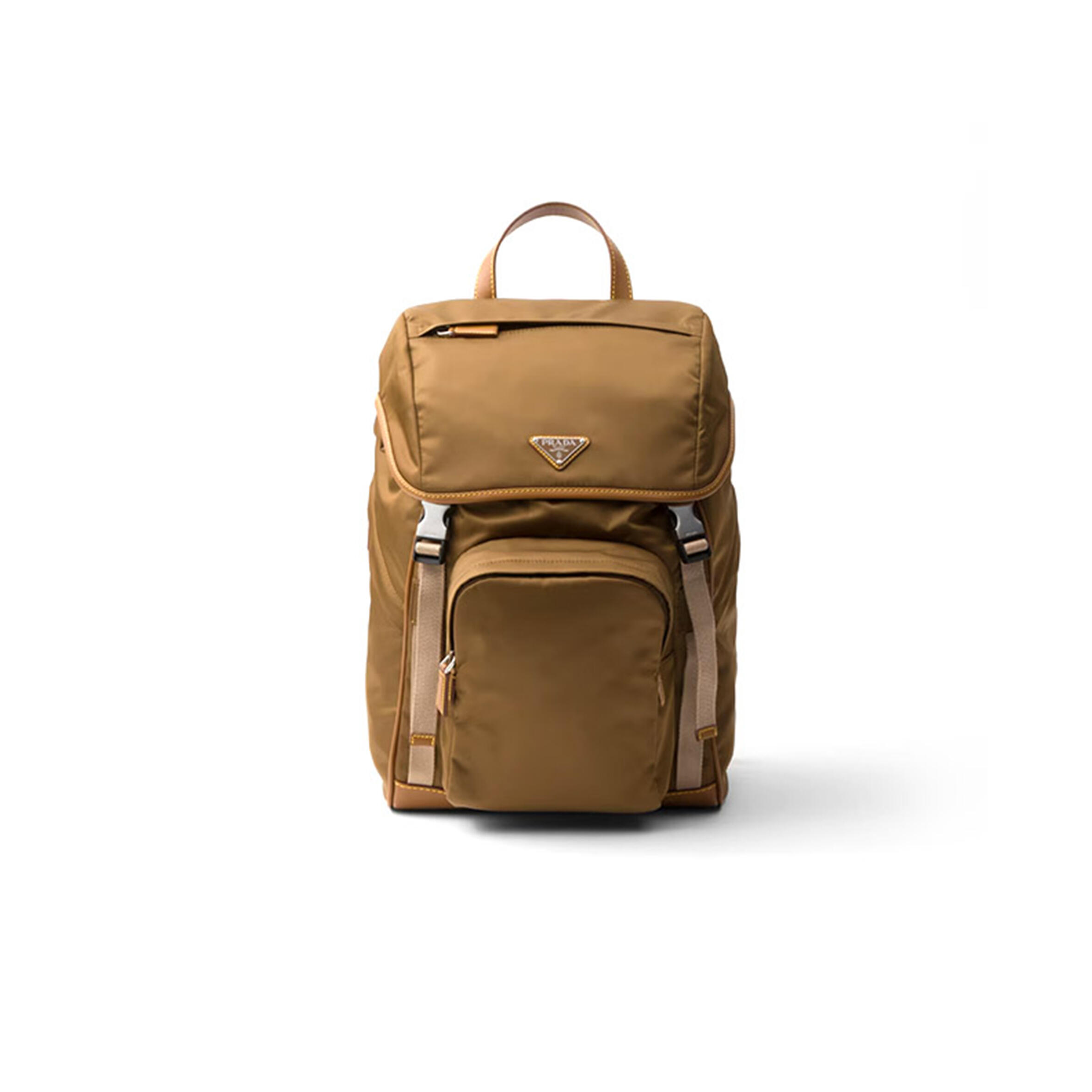 Pra*a re-nylon and leather backpack 2vz135 f0594 (45*27*17cm)